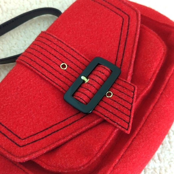 Kate Spade Red Wool & Patient Leather Shoulder Bag - Picture 2 of 12